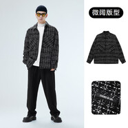 GXG男裝  經(jīng)典雙色小香風(fēng)外套黑白格加棉夾克時(shí)尚 常規(guī) 黑白格（無棉） M