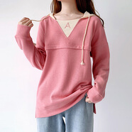 米婭琳 產(chǎn)后哺乳衣外出服春秋季長(cháng)袖上衣喂奶衣韓版哺乳期衛衣春裝新款 粉色（春秋款） M（適合95-120斤）