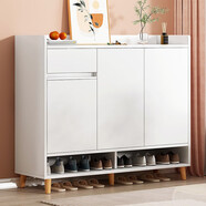 樂造（LEZAO）鞋柜門口家用入戶2024新款收納柜玄關(guān)柜簡易儲物柜鞋架 【主圖款】暖白色 106*30*100cm 組裝(自行安裝)