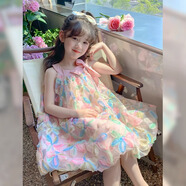 安妮優(yōu)兒女童夏裝連衣裙2025新款童裝兒童夏季裙子小女孩洋氣女寶寶公主裙 粉色 120