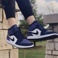 耐克（NIKE）男女鞋 Air Jordan1 AJ1 黑藍(lán)扣碎男女鞋板鞋籃球鞋 554724-554725-445 黑紫腳趾 42.5