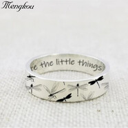 MENGKOU 歐美熱款新款AppreciateThe Little Things 復古雕刻蜻蜓 白色 6號