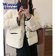 尚簡(jiǎn)紛韓國(guó)羽絨服女短款小香風(fēng)襯衫領(lǐng)白鴨絨小個(gè)子冬裝加厚外套潮冬季保 卡其色 S