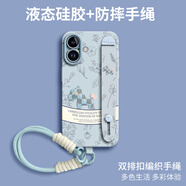 共研適用蘋(píng)果16手機殼iphone16promax的2024新款15全包14感13輕奢pm時(shí)尚12帶掛繩11腕帶pro女plus防摔x 天使眼【硅膠復古小馬藍灰色】短雙扣掛繩 iPhone 16 Pr