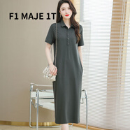 F1MAJE1T高端設(shè)計(jì)師品牌棉連衣裙女夏天過(guò)膝新款長(zhǎng)款時(shí)尚休閑襯衫裙polo裙 灰色 XL 【建議體重116-127斤】