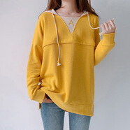 米婭琳 產(chǎn)后哺乳衣外出服春秋季長(cháng)袖上衣喂奶衣韓版哺乳期衛衣春裝新款 黃色（春秋款） XL（適合140-160斤）