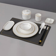 國濤骨瓷餐具擺臺四件套酒店會(huì )所碗碟盤(pán)套裝陶瓷新中式可印字定制logo 十件套配置 10件套