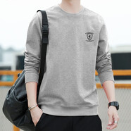 JEEP SPIRIT衛(wèi)衣男春秋新品男士大碼純色長(zhǎng)袖圓領(lǐng)T恤運(yùn)動(dòng)休閑時(shí)尚棉質(zhì) 春秋款 灰色 7604 XL （建議125-145斤）