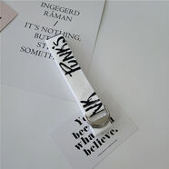 鸞姿帆布腰帶男女通用雙環(huán)扣朋克字母裝飾牛仔褲帶女學(xué)生百搭皮帶潮 白色