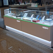 康初 移動(dòng)vivo珠寶OPPO手機(jī)柜臺(tái)定制靠墻前開(kāi)門(mén)鐵制玻璃展示柜臺(tái)店 尺寸定制