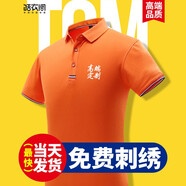 皓衣閣 企業(yè)POLO文化衫定制工作服刺繡logo高端工衣團(tuán)體服聚會T恤印字 【款式1-皇家貴族】橙色 XXL