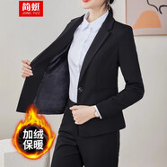 簡(jiǎn)蜓加絨西裝套裝女冬季2025新款保暖加厚氣質(zhì)工作服西服外套職業(yè)正裝 A款加絨 黑色單西裝 L