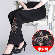 梵花秀 老年女裝褲子春秋休閑褲子寬松奶奶褲加絨加厚秋冬裝長褲外穿DW370 平安菊 L建議穿105斤以下