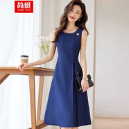 簡(jiǎn)蜓黑色連衣裙女春夏西裝內(nèi)搭氣質(zhì)無袖小個(gè)子打底背心吊帶裙套裝名媛 藍(lán)色連衣裙 L