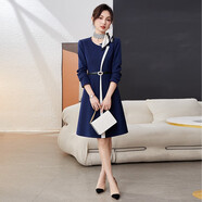 芭妃婭（BAFEIYA）南航空姐制服職業(yè)連衣裙空乘醫美咨詢(xún)師酒店前臺接待禮儀客服工裝 藏青色連衣裙+腰帶 S
