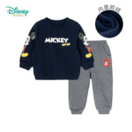 迪士尼寶寶（Disney Baby）童裝男童套裝潮酷米奇寶寶衛衣套裝保暖舒適 藏青 5歲/身高120cm