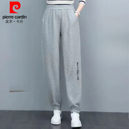 皮爾卡丹（pierre cardin）春秋季新款棉質(zhì)運動褲女士休閑褲女裝大碼寬松簡約灰色衛(wèi)褲束腳褲 灰色春秋長褲 L (95-110斤)