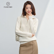 帕什【清CANG】羊絨衫女高領(lǐng)100%山羊絨針織400克加厚毛衣PS-144 本白 M （90-110斤）