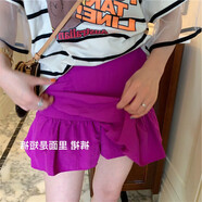 纖晟伊現(xiàn)貨多巴胺穿搭裙子2023夏季玫紫色顯瘦荷葉邊褲裙短裙褲女 紫色裙褲 S