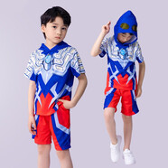 藍貝妮賽羅奧特曼衣服夏季超人服裝男童套裝小男孩夏裝兒童籃球服兩件套 賽羅奧特曼 110 碼建議身高100CM