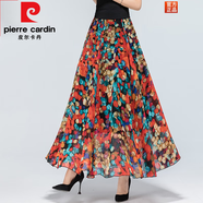 皮爾卡丹（pierre cardin）波西米亞半身裙女夏季顯瘦百搭高腰雪紡碎花松緊腰大擺仙長(cháng)裙子 五彩斑斕 M