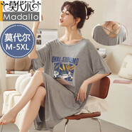 莫代爾自帶胸墊性感露背短袖棉睡裙女夏中長(cháng)款薄款夏季200斤冰絲可外穿 XM3314莫代爾睡裙 無(wú)墊 L