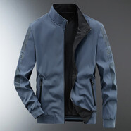 保羅軍刀（BAOLUOJUNDAO）春秋季夾克男雙面穿立領(lǐng)修身上衣休閑潮流棒球服薄款男士外套男 【0066】霧藍 XXL/適合150斤-165斤