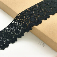 6CM寬水溶鏤空刺繡蕾絲花邊diy衣服裙子裝飾配件絲帶布料輔料 黑色 1米(多拍不斷開(kāi))