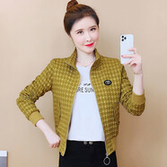 夢史怡短款風衣女小個子外套2021新款時尚百搭寬松夾克女 暗黃色-常規(guī)款 M 【80-100斤左右】