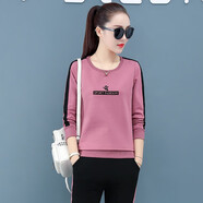 匹卡特t恤女長(cháng)袖秋裝衛衣秋季女士上衣服女裝運動(dòng)服韓版寬松休閑褲秋衣  7722粉色上衣 M