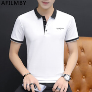 AFILMBY夏季POLO短袖t恤男潮流衣服男夏翻領(lǐng)男士短袖T恤半袖男生潮牌夏天 白色 L
