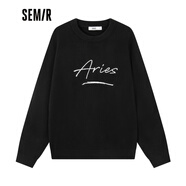 森馬森馬毛衣男簡(jiǎn)約韓版落肩春字母刺繡時(shí)尚個(gè)性針織衫上衣潮 黑色9000 165/84A/S