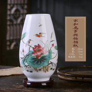 汪洋大海景德鎮(zhèn)瓷器花瓶酒柜客插花家居裝飾工藝品博古架陶瓷水培養(yǎng)花玄關(guān) 家和萬(wàn)事興福桶+木底座