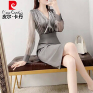 皮爾卡丹2025春季新款網(wǎng)紗拼接修身包臀連衣裙氣質(zhì)女神范輕奢高端名媛性 831#春秋款【長(cháng)袖】 L