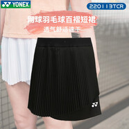 YONEX尤尼克斯網(wǎng)羽短裙女速干透氣yy百褶裙運(yùn)動(dòng)半身裙羽毛球服 220113 黑色 XL