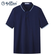 金利來(lái)男士男裝棉混紡舒適透氣多色可選翻領(lǐng)POLO領(lǐng)短袖上衣上裝 寶藍-85 L