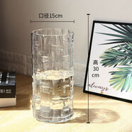 富貴竹花瓶特大號大花瓶特大號富貴竹透明玻璃加厚花瓶50客廳落 15口30高竹節圓筒(特級加厚)