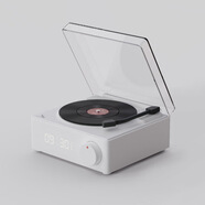 品怡X11鬧鐘音箱多功能原子黑膠藍牙音箱手機電腦桌面小音響復古可愛(ài) 白色