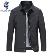 弗朗西保羅（FULANLE PAULO）品牌商務男裝休閑夾克男短款時尚翻領夾克衫壓膠上衣修身春秋外套 黑色 170/M