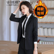 古緹琪職業(yè)裝女裝套裝韓版時尚氣質(zhì)女神范西裝正裝商務小西服女外套上衣 黑色西服【單件】 加絨 M