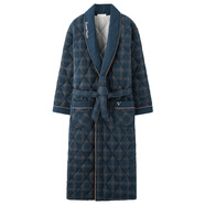 亞慕蘭冬季100棉男士睡袍浴袍加厚保暖睡衣純棉夾棉長(cháng)款加大碼全棉男款 A1049-三層加厚夾棉睡袍內外全棉 XL 175