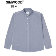 SIMWOOD簡(jiǎn)木男裝【寬松版】170g棉COOLMAX交織牛津紡長(cháng)袖襯衫SM13034 牛津灰 L建議136-150斤
