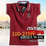 夏季男士加肥加大碼寬松翻領(lǐng)衫上衣肥佬特體透氣百搭體恤 紅色 XXXXL【建議200-220斤】