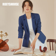 ROEYSHOUSE【通勤戰(zhàn)袍】羅衣知性職業(yè)西裝外套女氣質(zhì)純色通勤修身西服02695 花灰藍(lán) XL