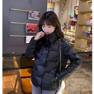 SHXI新款立領(lǐng)棉衣女短款冬季韓版寬松棉襖輕薄棉服百搭女外套時(shí)尚 黑色 L 建議【95-105】斤