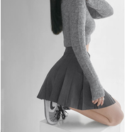 漫佩  百褶裙沒(méi)內襯無(wú)打底松緊高腰小短裙不帶安全性感女半身裙子 灰色 (無(wú)內襯) S