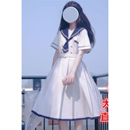 與欣（YUXIN）日系學院風海軍領jk連衣裙學生2023年夏季長裙初戀少女顯瘦水手服 白色 均碼【可備注碼數(shù)】