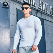 墨立方（MOEA）長(zhǎng)袖T恤男秋裝棉運(yùn)動(dòng)修身純色百搭打底衫上衣男 白色 XL