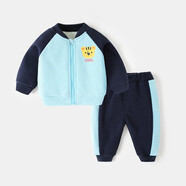 贏一貝嬰兒春秋裝套裝幼兒0-3歲女童外穿外套長(zhǎng)褲男寶寶衣服開(kāi)衫兩件套 藍(lán)色春秋款 100cm