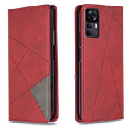簡魅 適用小米紅米K50手機殼Redmi K50i至尊版K50Pro翻蓋皮套5G錢包保護套電競版男女 紅米K50至尊版 紅色 配鋼化膜+手掛繩